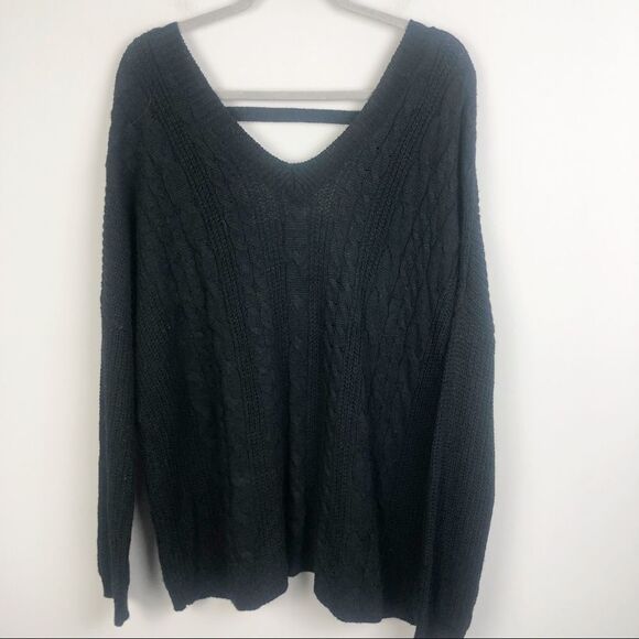 PINS & NEEDLES | Urban Outfitters Oversized V-neck Low Back Sweater Black L - Picture 1 of 8
